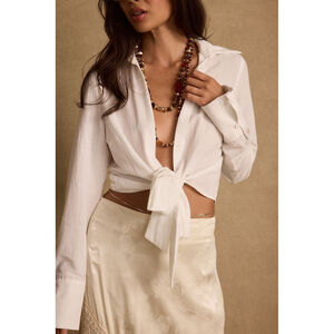 12th Tribe Adriana White Tie Front Top Size MM